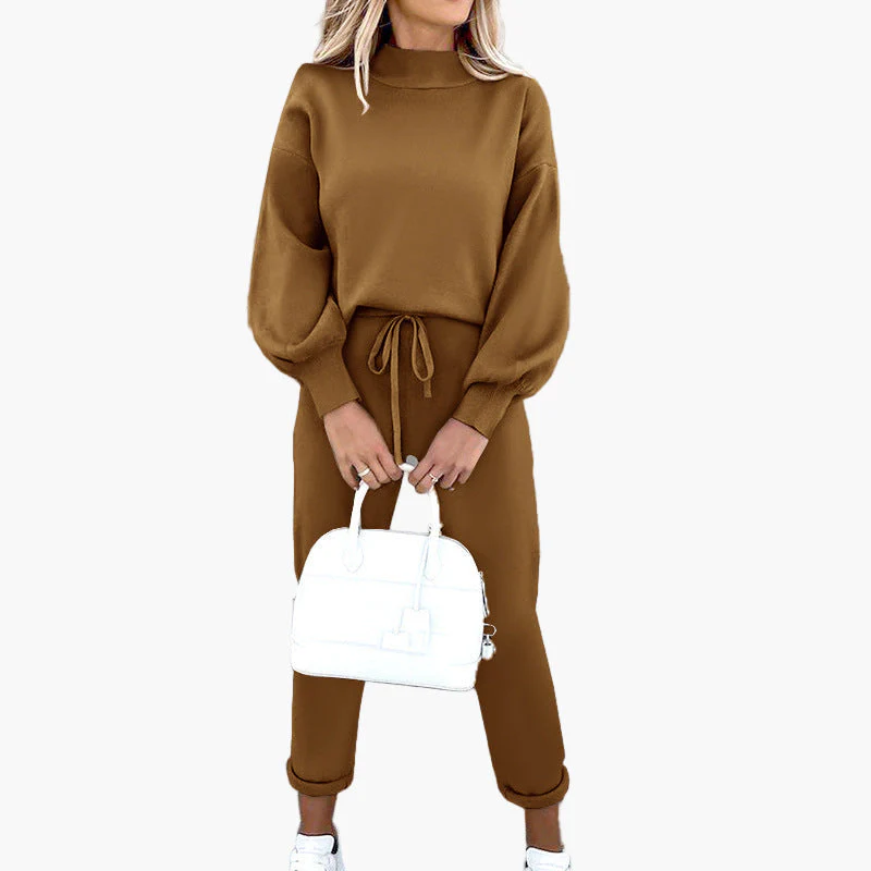 Ensemble de Loungewear Femme Style Décontracté avec Sweat Col Montant et Pantalon Taille Haute - Image 7